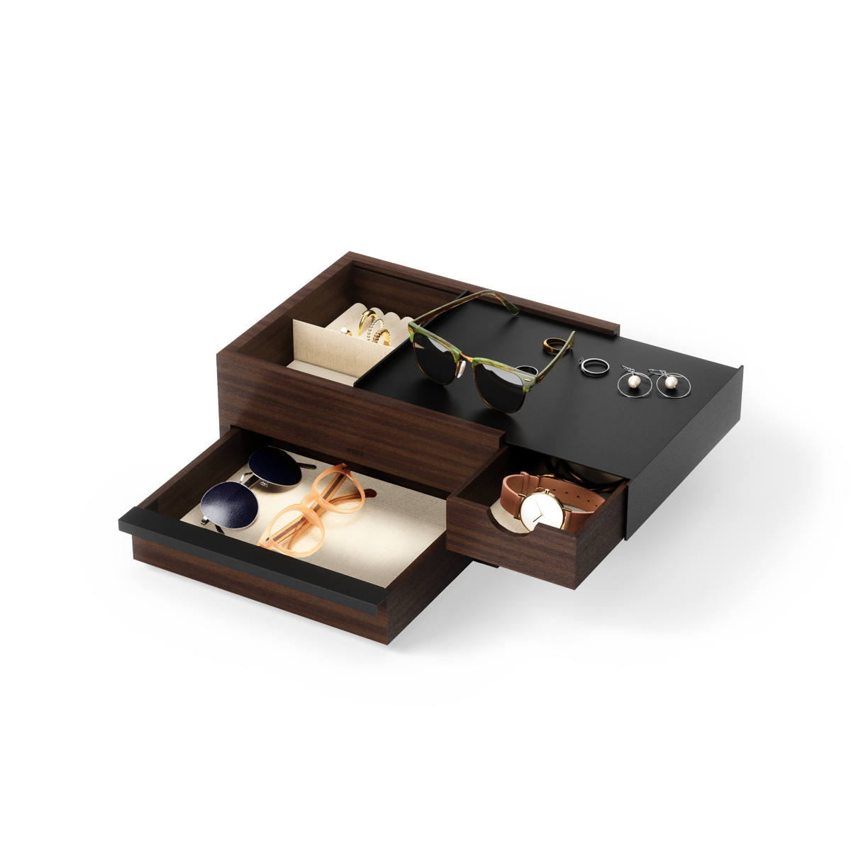 Juwelenbox Stowit zwart walnoot hout L