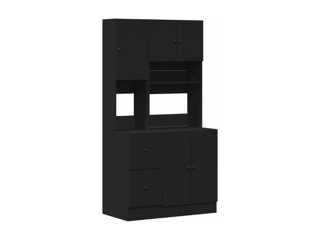 Armoire de cuisine noir 95x50x180 cm bois d'ingénierie