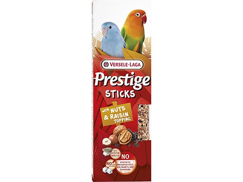 Versele Laga Vogelfutter Prestige Sticks Nüsse und Rosinen, Variierte Saatensticks für Kleinpapageien und Kleinsittiche