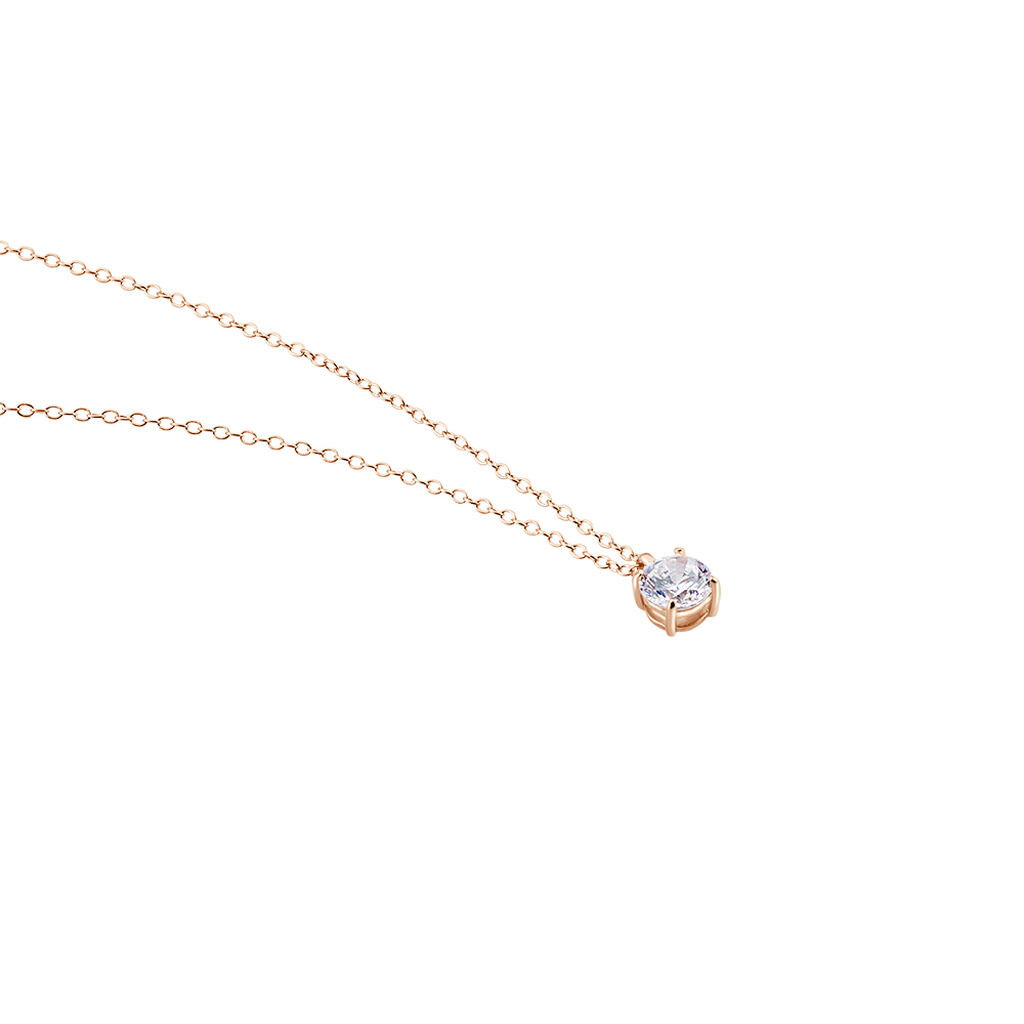 Collier Solitaire Argent Rose Lylwenn Oxyde De Zirconium