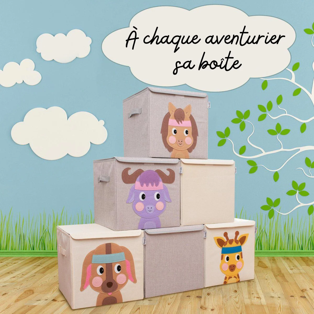 Boîte de rangement en tissu pour enfant 
