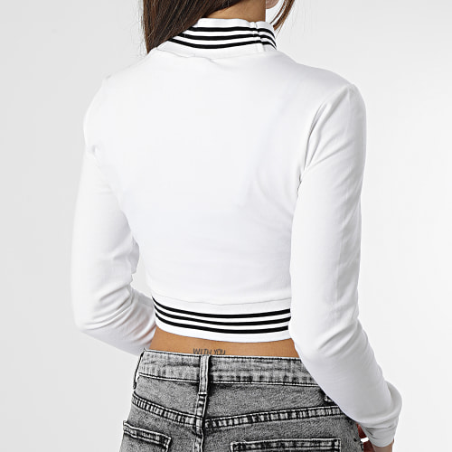 Tee Shirt Manches Longues Crop Femme HM1538 Blanc