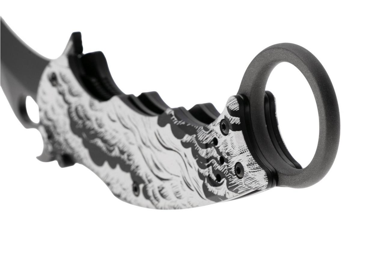 Fox FX-599 ALB-2 The Storm, Black Idroglider Böhler N690Co, Engraved Aluminum, karambitmes