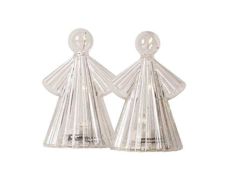 Sirius Tischdeko Albert, Ø 6.5 x H 10.5 cm, Weiss Weihnachtliche LED-Dekoration 2-er Set