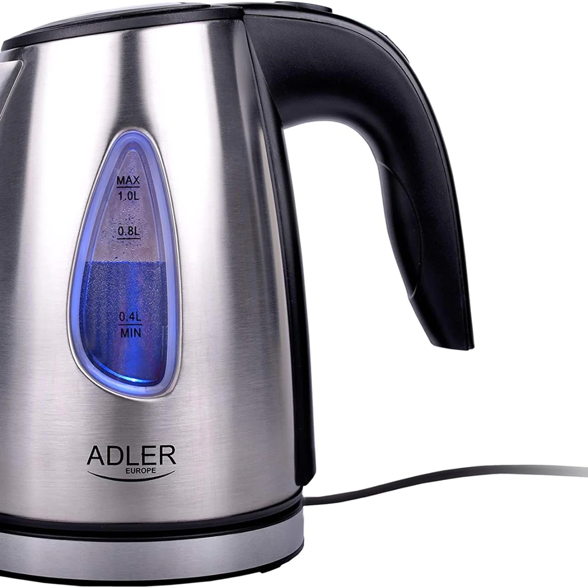 bouilloire électrique de 1L 1500W gris noir Adler