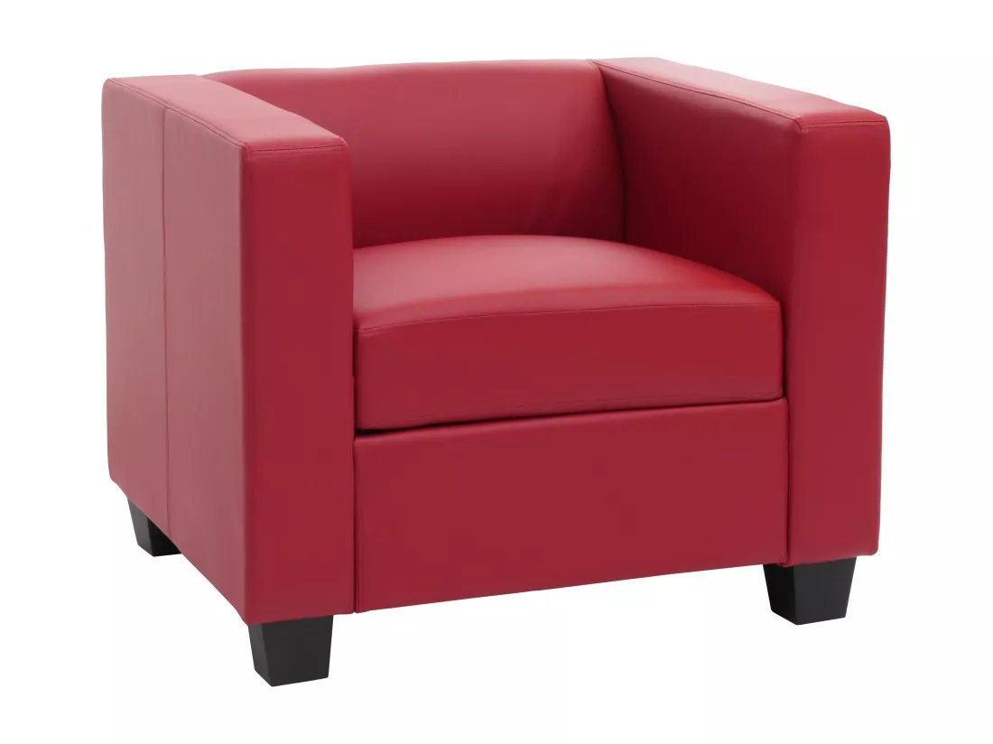 Fauteuil lounge Lille, cuir reconstitué, rouge