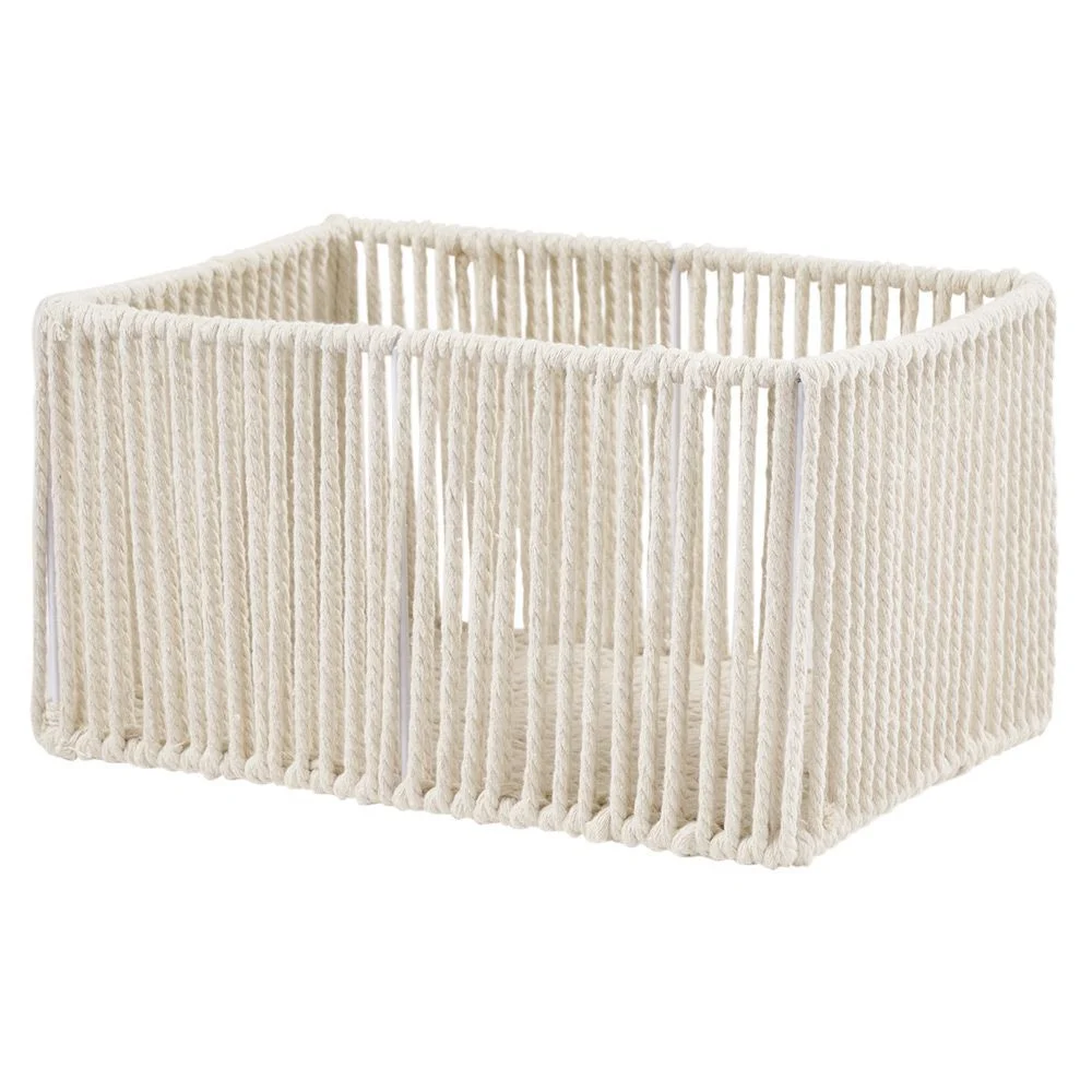 Panière ajouré acier et conton beige - 30x20xH15cm Taille S