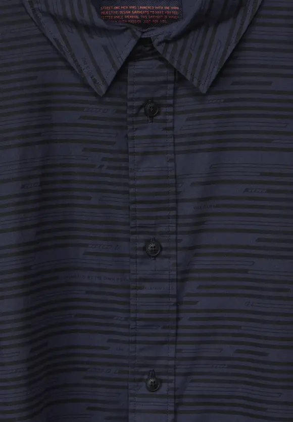 Hemd mit Streifenprint - eclipse blue