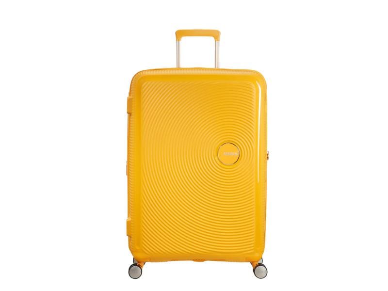 American Tourister Reisekoffer Soundbox 97 l, Golden Yellow Ideal für zweiwöchige Reise