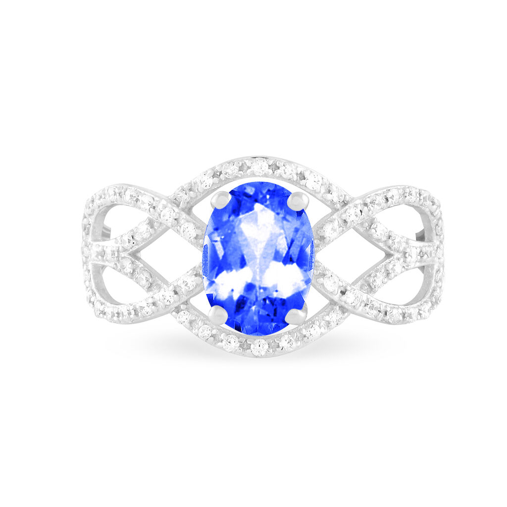 Bague Tina Or Blanc Saphir Et Diamant