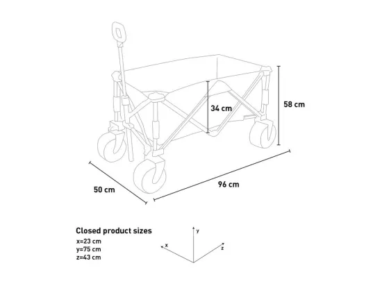 Chariot pliant 4 roues plage jardin capacité 80kg TERRA