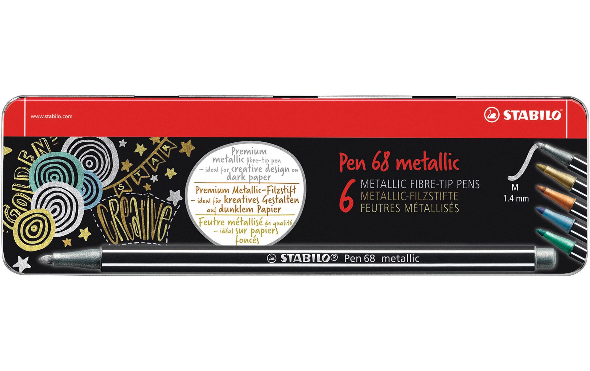 Malbuch Not White & Stabilo Pen 68, 22 x 16.5 cmNotizheft mit 6er metallic Stabilo Pen