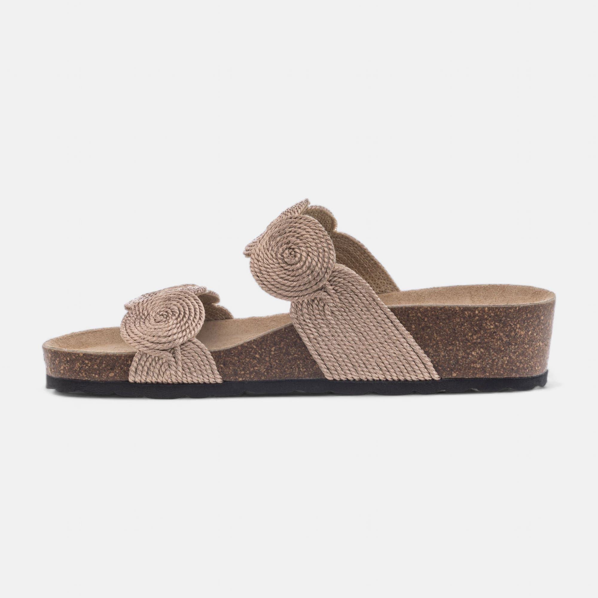 Mules semelle liège Femme or