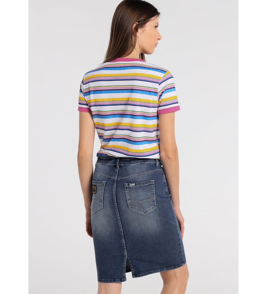 Saia jeans Lois, tamanho médio, azul