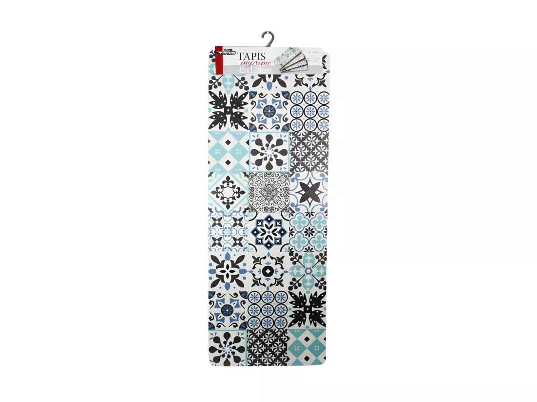 Tapis décoratif en polyester - L 45 x l 120 cm - Imprimé salou bleu