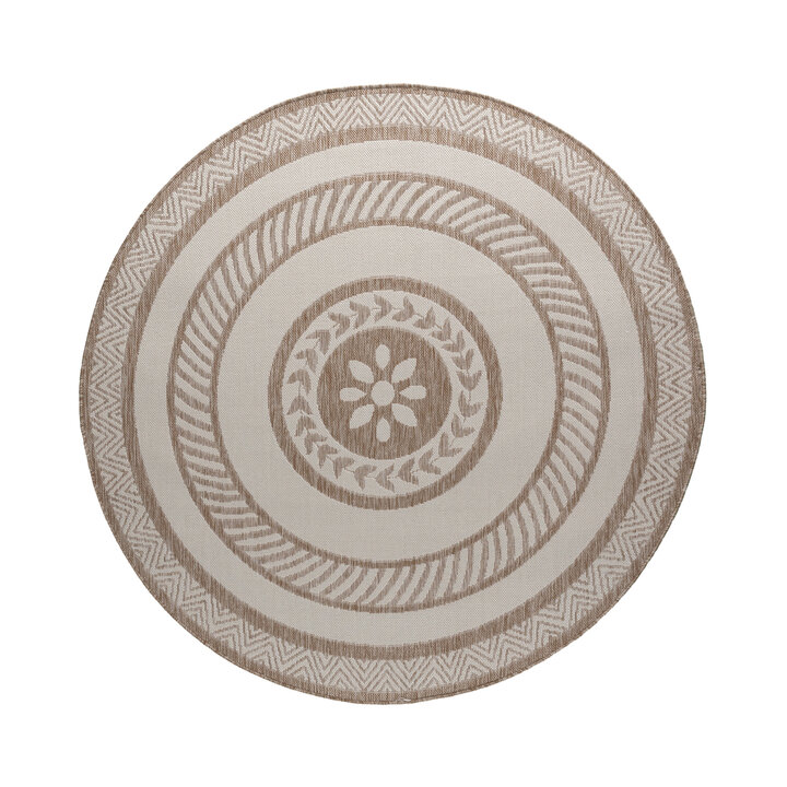 Rond jute buitenkleed - Nusa Medallion Beige/Creme