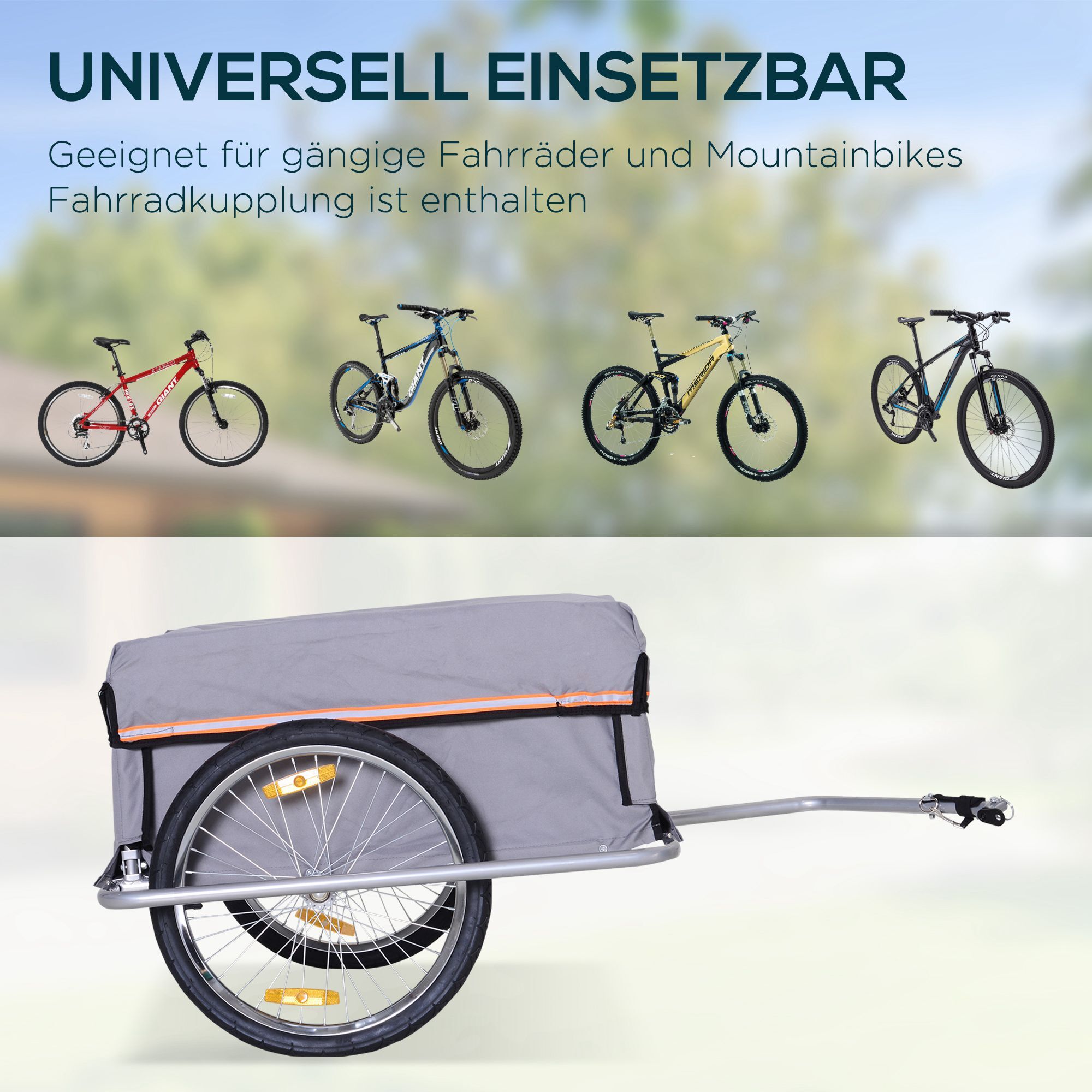 HOMCOM Transportanhänger inklusive Anhängerkupplung grau 140 x 88 x 60 cm (LxBxH)