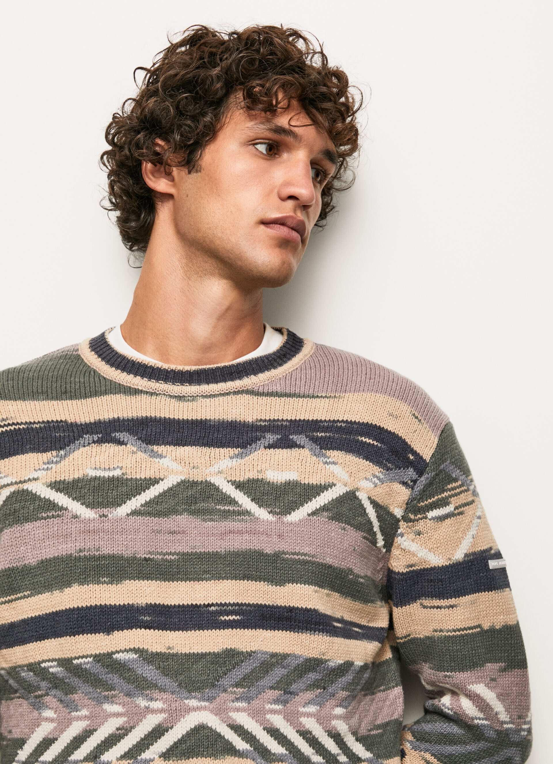CAMISA LISTRADA DE GOLA REDONDA - multicolorida