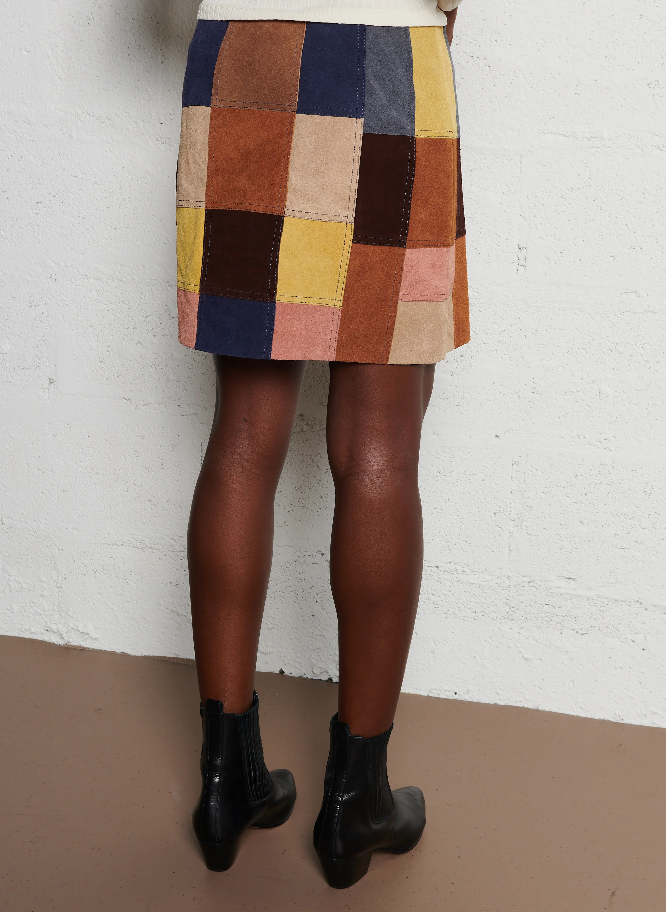 ROSALIA - Jupe courte patchwork en cuir | Multicolore