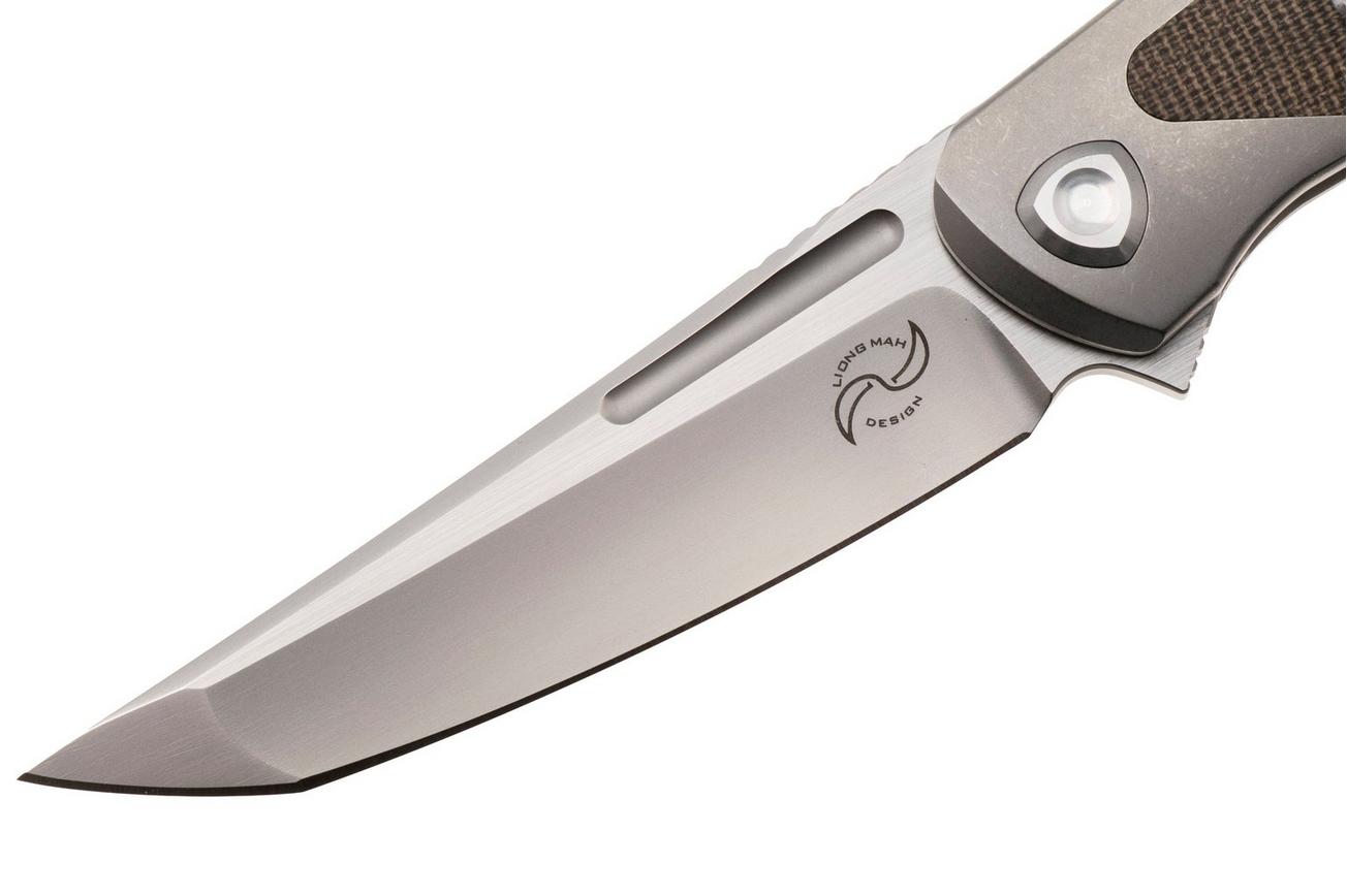 Liong Mah Warrior 3 Bead Blasted Böhler M390, Titanium Green Micarta Inlay, zakmes