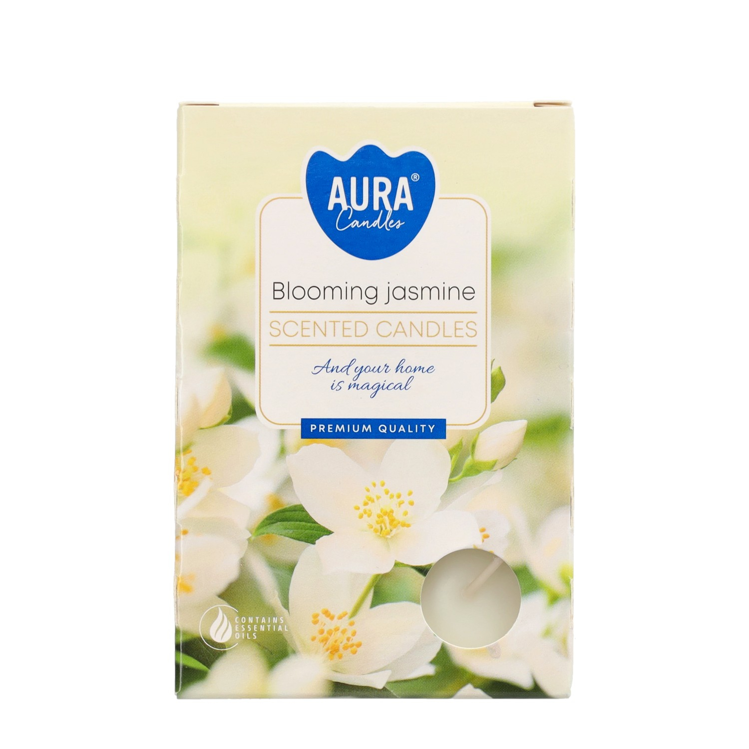 (6er Set) Ø37mm Duft Kerzen Flache Rechauds Aromatherapie Teelichter (54052) - Jasminblüte