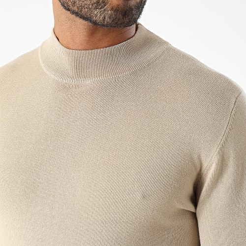 Pull Col Montant Beige