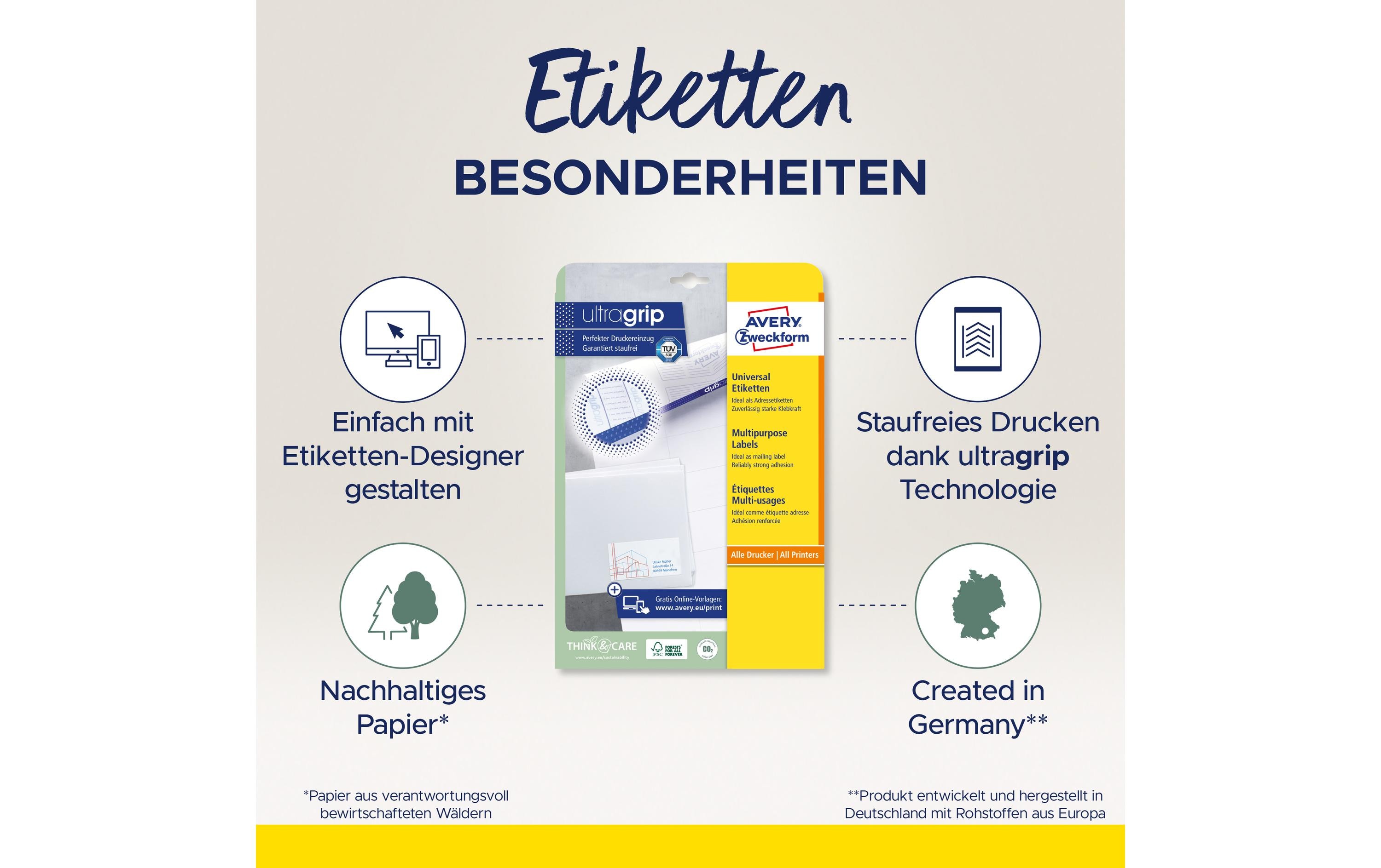 Universal-Etiketten 6136, 105 x 42.3 mm, 30 BlattPermanent haftende Etiketten
