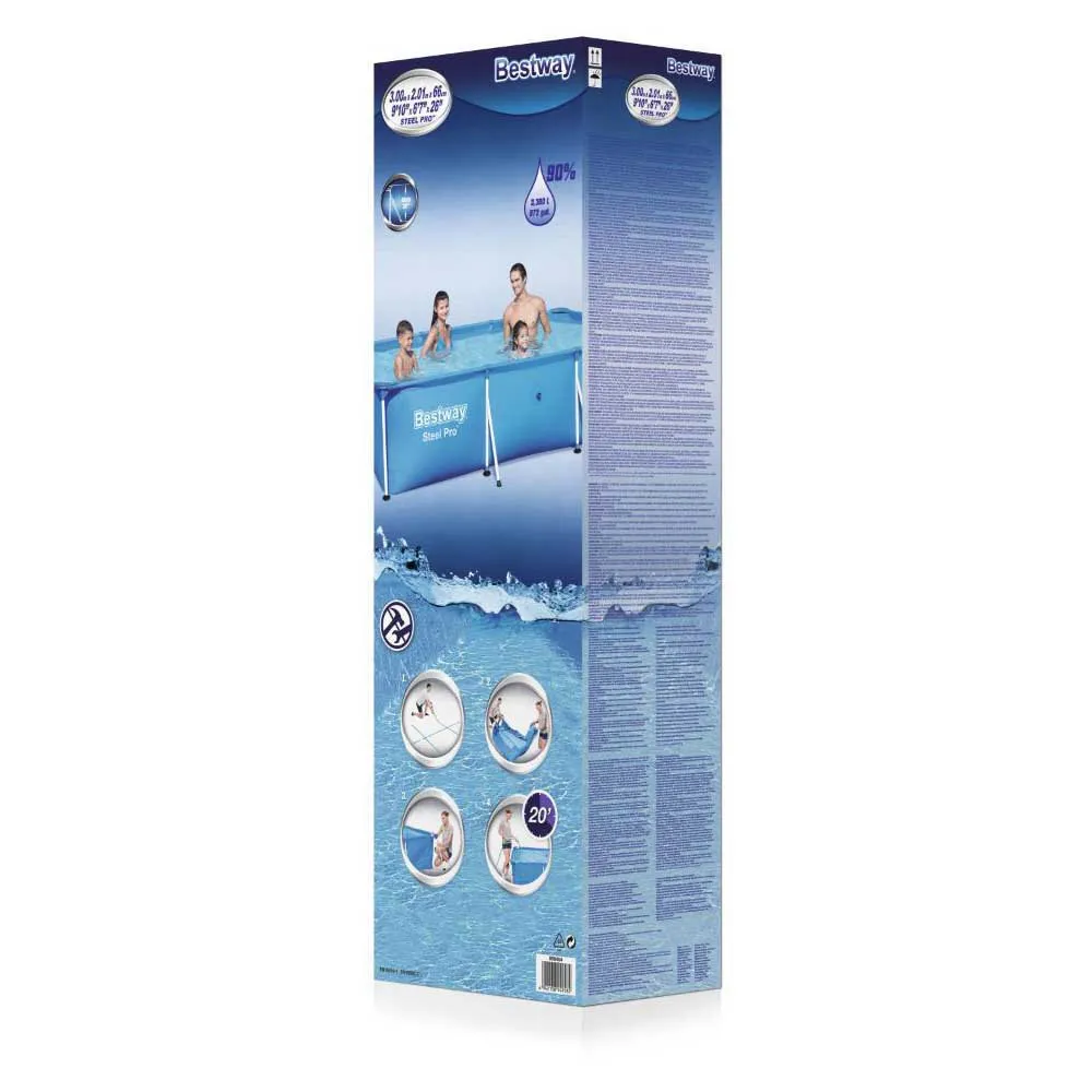 Bestway 56404 Steel Pro 300x201x66cm Rechteckiges Rohrpool ohne Filter/Reinigung