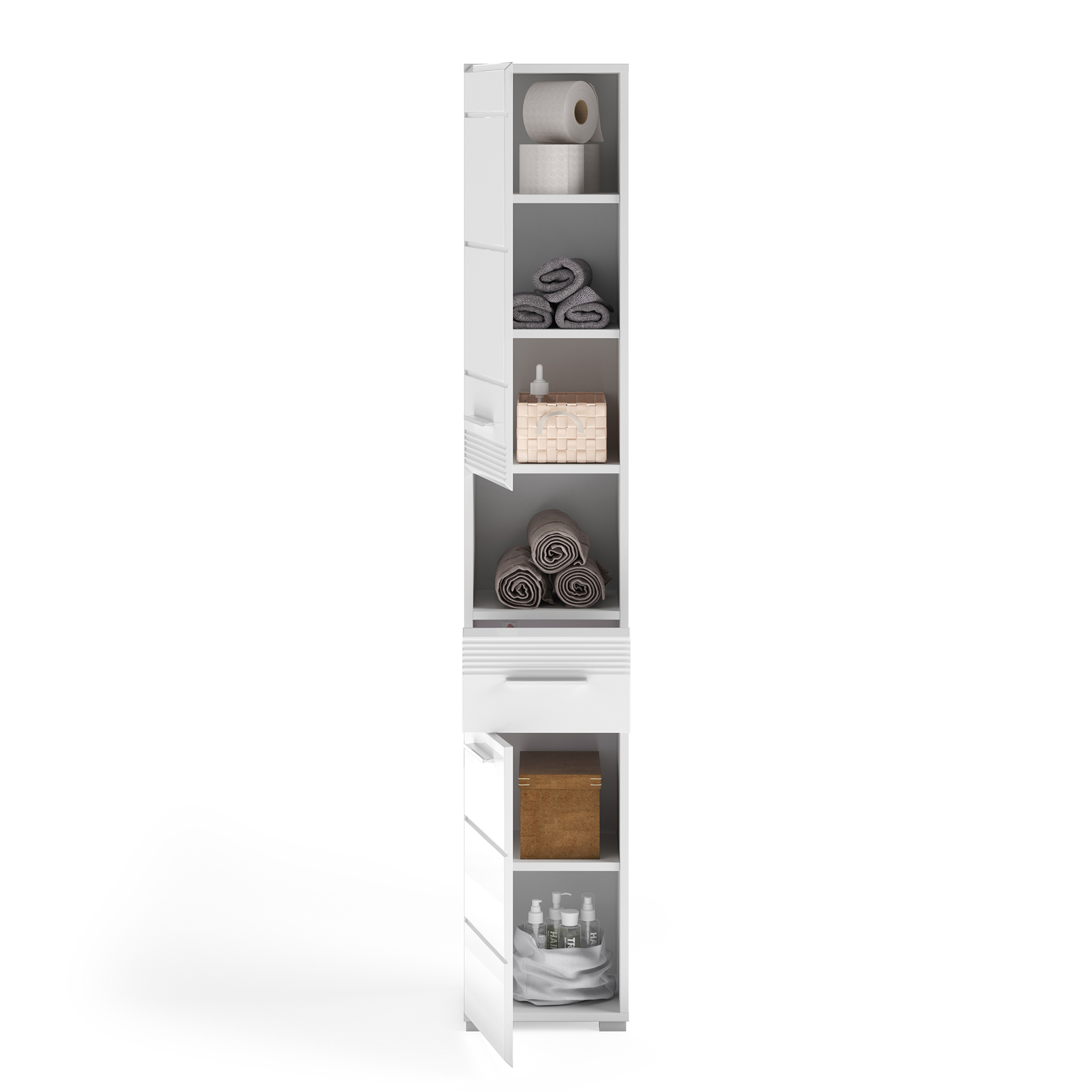 Hochschrank LINUS- weiß Hochglanz - 182 cm hoch