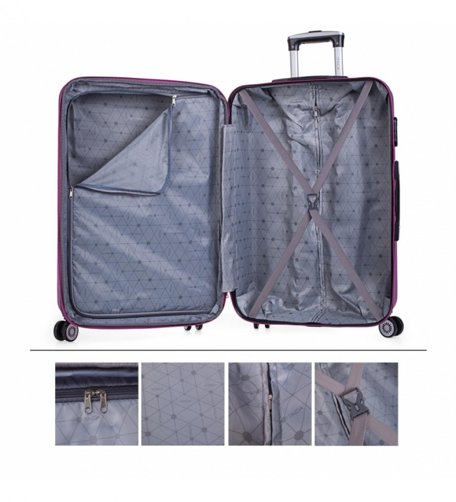 Mala de viagem grande com 4 rodas ITACA 71270 Lilás - 68x47x30cm -