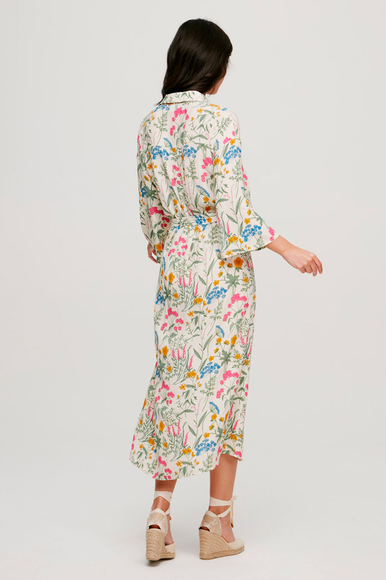 Vestido camisa floral - Cinza