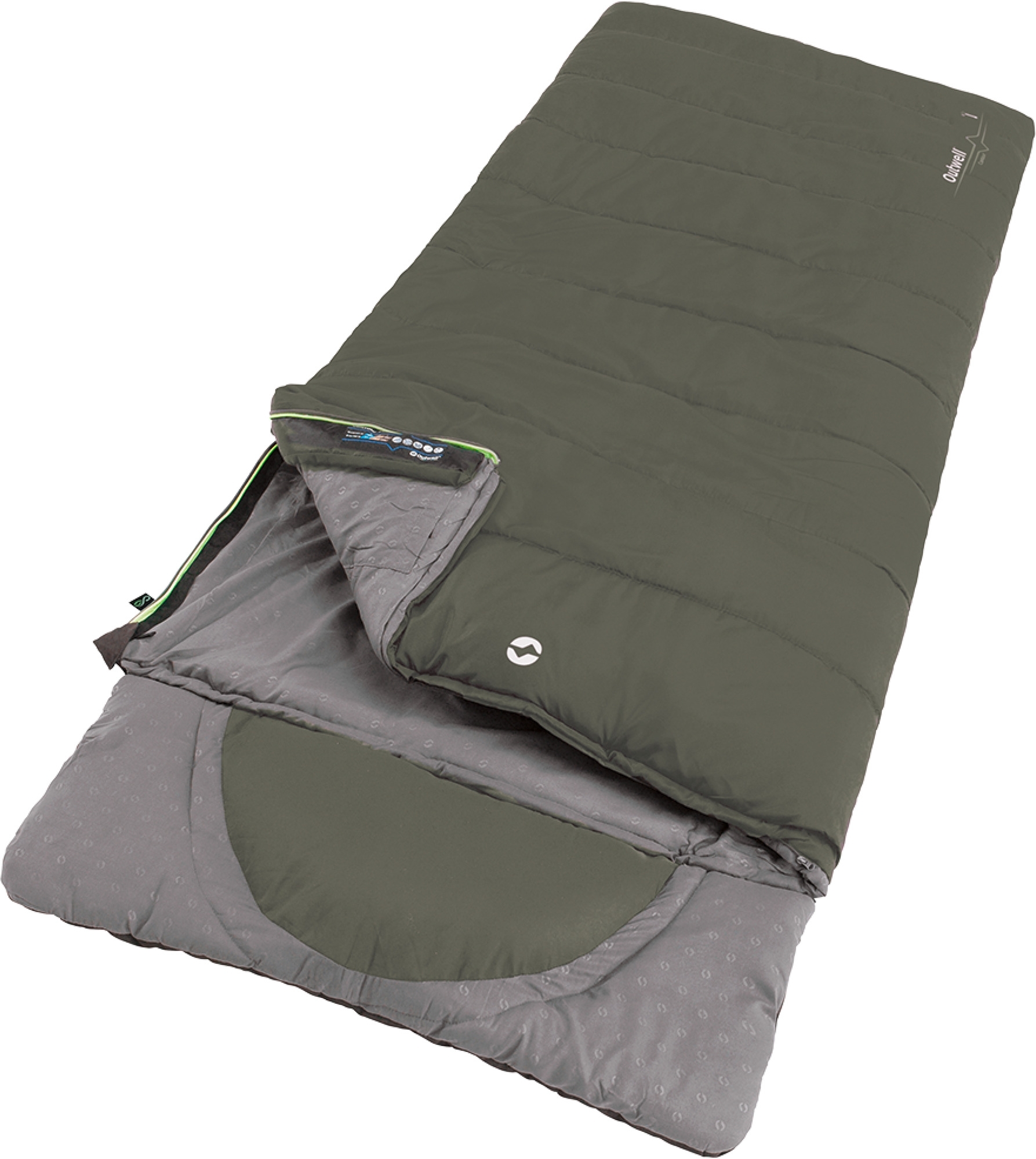 Outwell Contour dark olive Deckenschlafsack Reißverschluss links