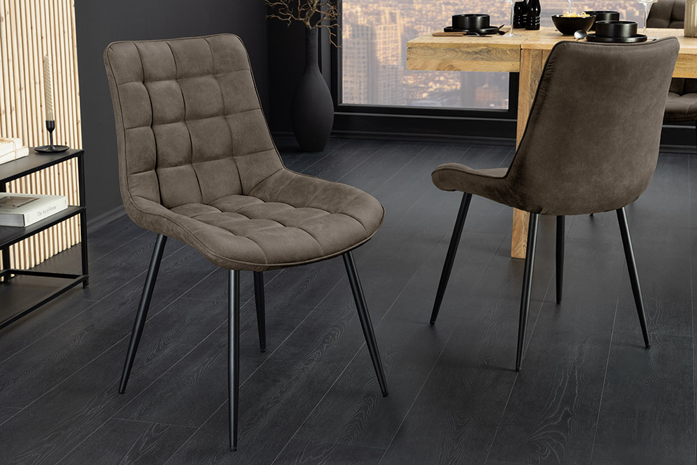 Design Stuhl ROADSTAR taupe schwarze Metallbeine