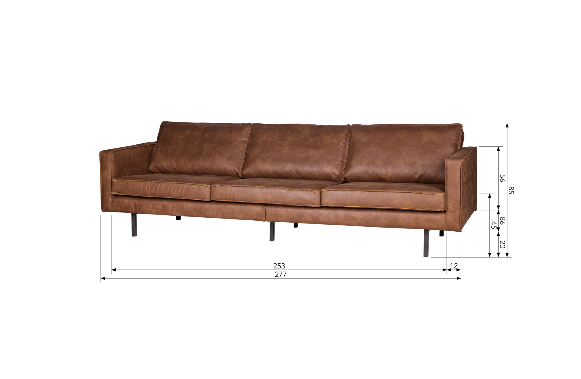 Bank Rodeo 3-zits leer - Cognac