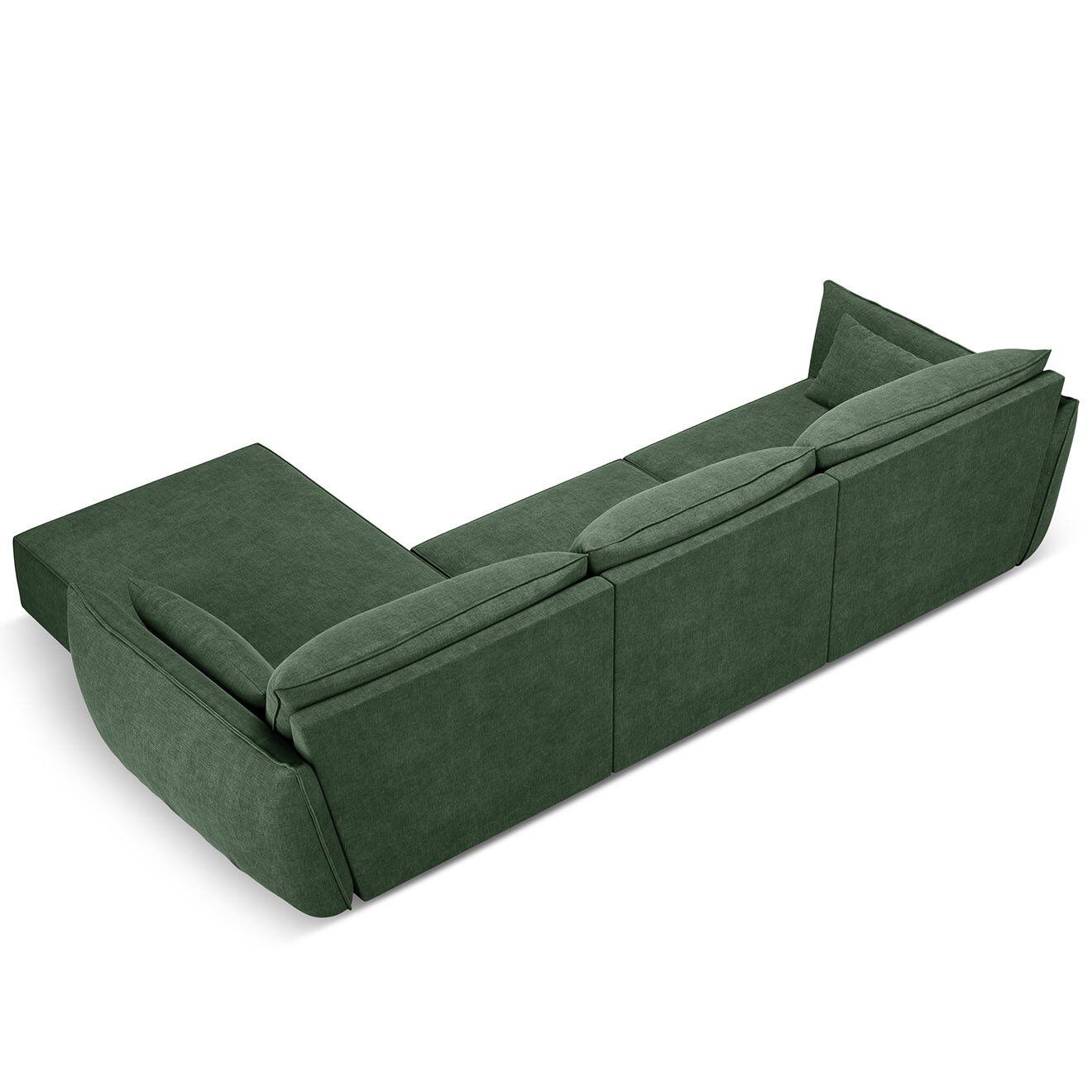 Mazzini Sofas Canapé D'Angle Droit Vanda 5 Places 2 vert bouteille - 208x166x85 cm