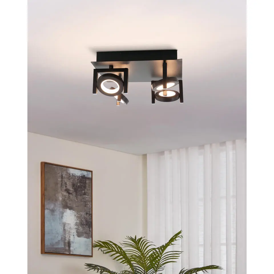 EGLO Trastanello Opbouwspot - LED - 4 lichts - Zwart