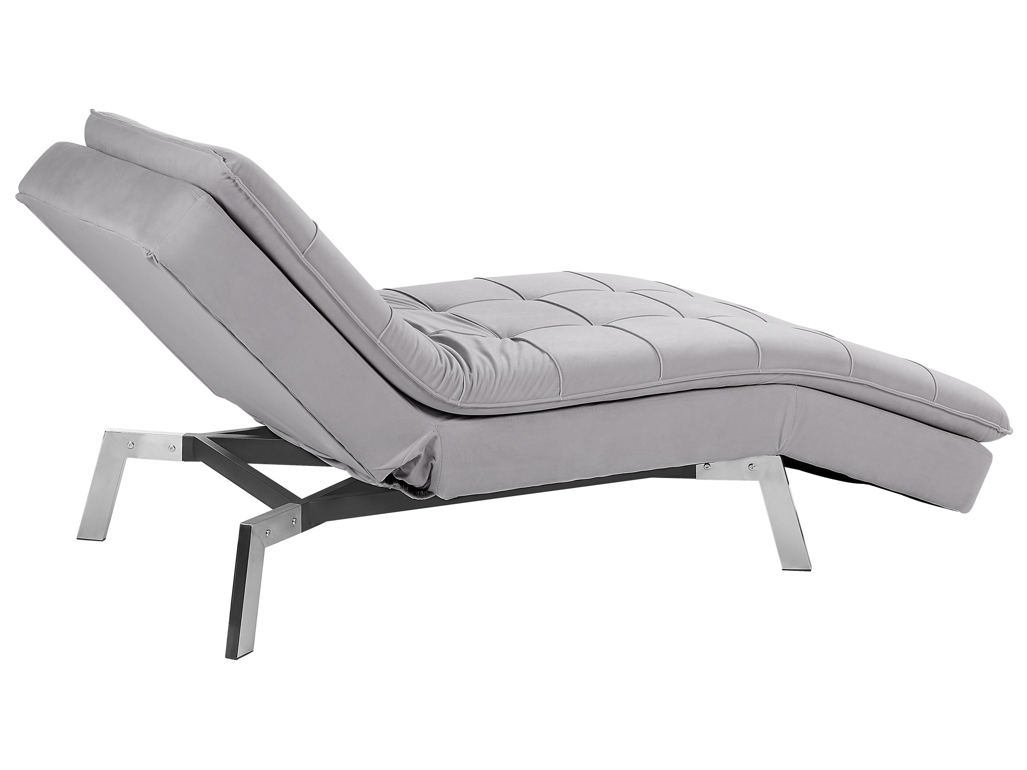 Chaise longue LOIRET Fluweel Lichtgrijs