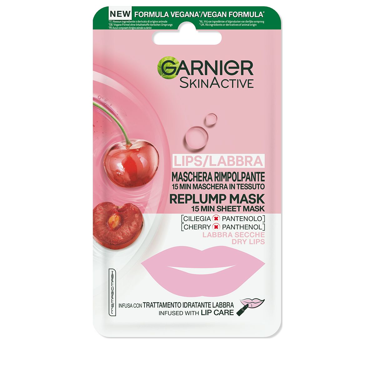 GARNIER Lippentuchmaske<br>5 g, Beutel, mit Kirsche & Panthenol