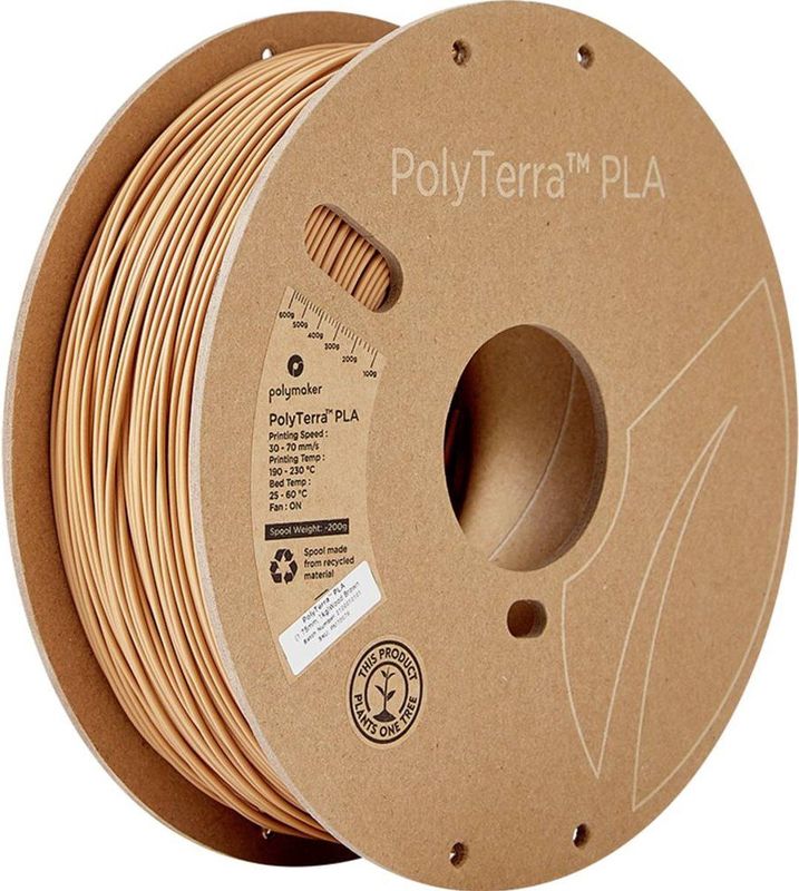 Polymaker 70976 PolyTerra Filament PLA kunststof Gering kunststofgehalte 1.75 mm 1000 g Hout-bruin (zijdemat) 1 stuk(s)