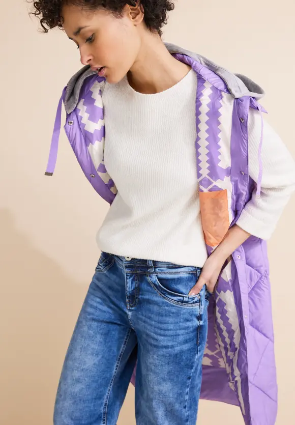 Gesteppte Long Weste - shiny lilac