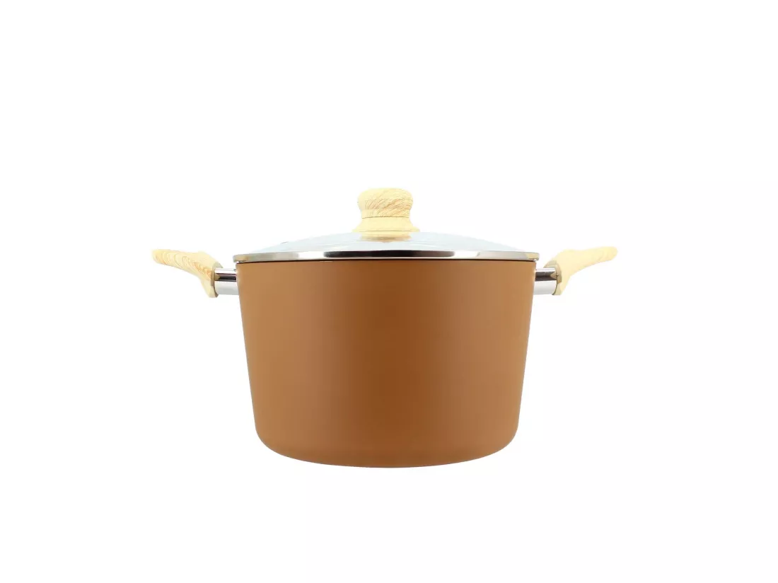 Menastyl - Faitout 24cm Colorama Noisette - En Aluminium - Revetement Antiadhesif En Ceramique
