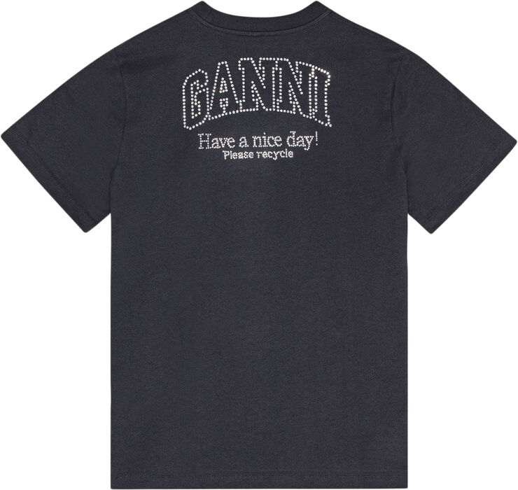 Ganni Basic Jersey Rhinestone Relaxed T-s Phantom