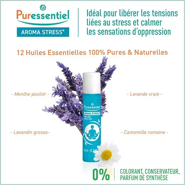 Puressentiel Aroma Stress Roll com 12 Óleos Essenciais 5ml