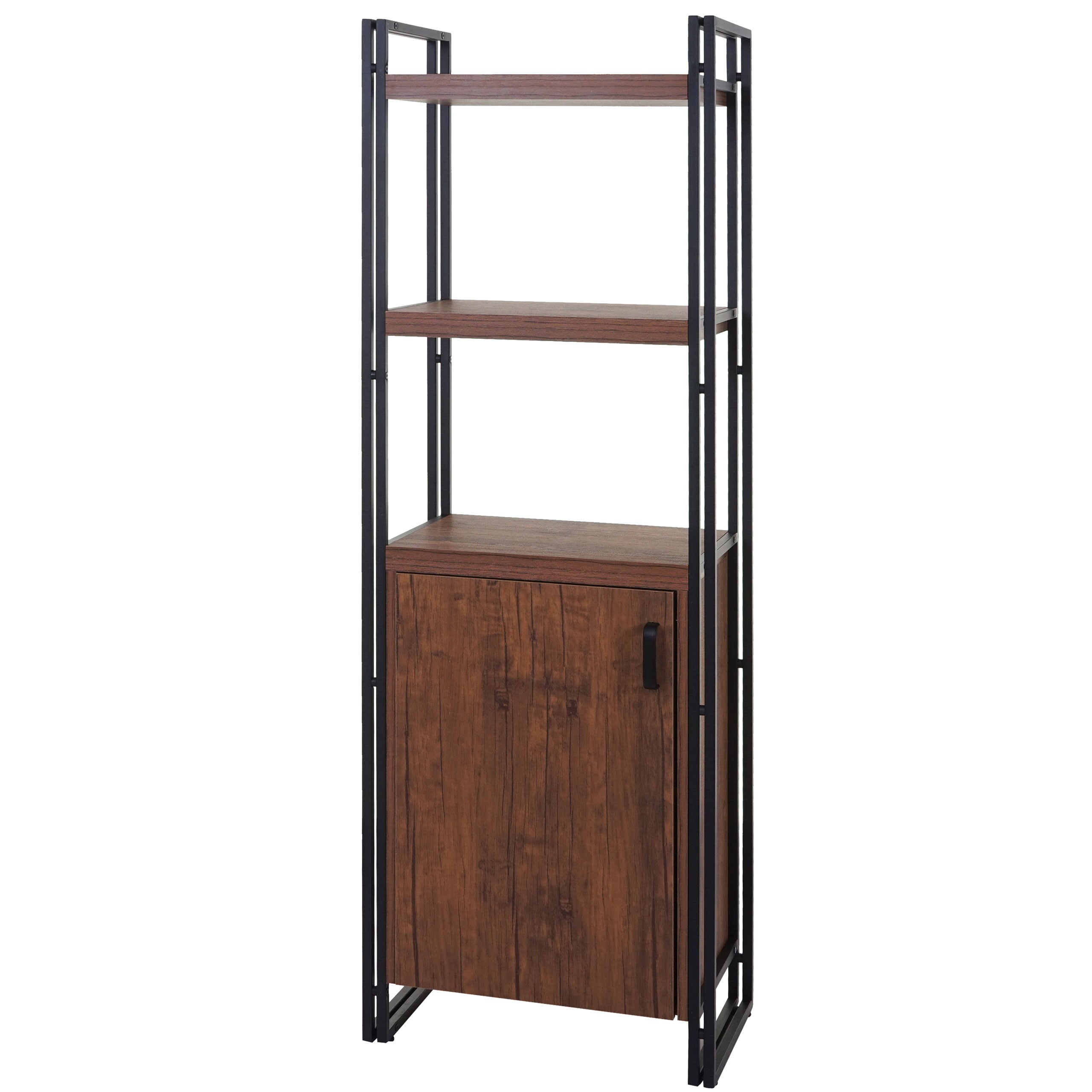 Bücherregal MCW-A27, Regal Standregal Wohnregal, Staufach mit Tür 165x55cm 3D-Struktur Wildeiche-Optik