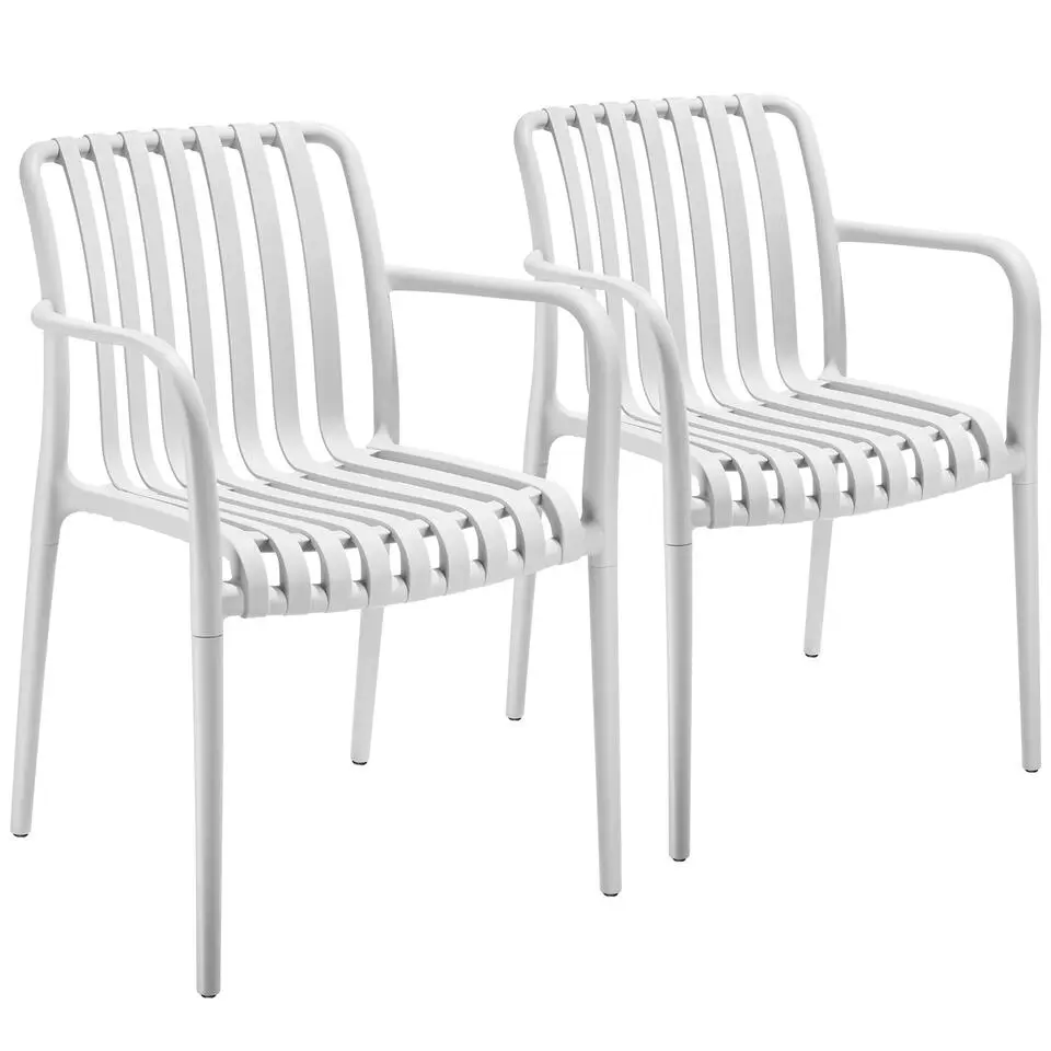 tectake Tuinstoelen Alcudia, weerbestendig, stapelbaar, Crème