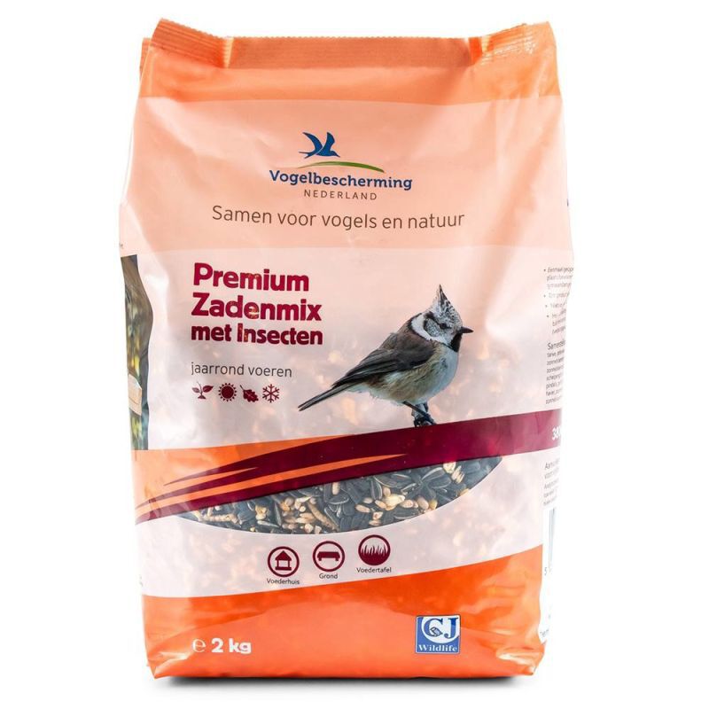 Vogelbescherming - Premium Zadenmix  met Insecten - Tuinvogelvoer - 2 Kilogram