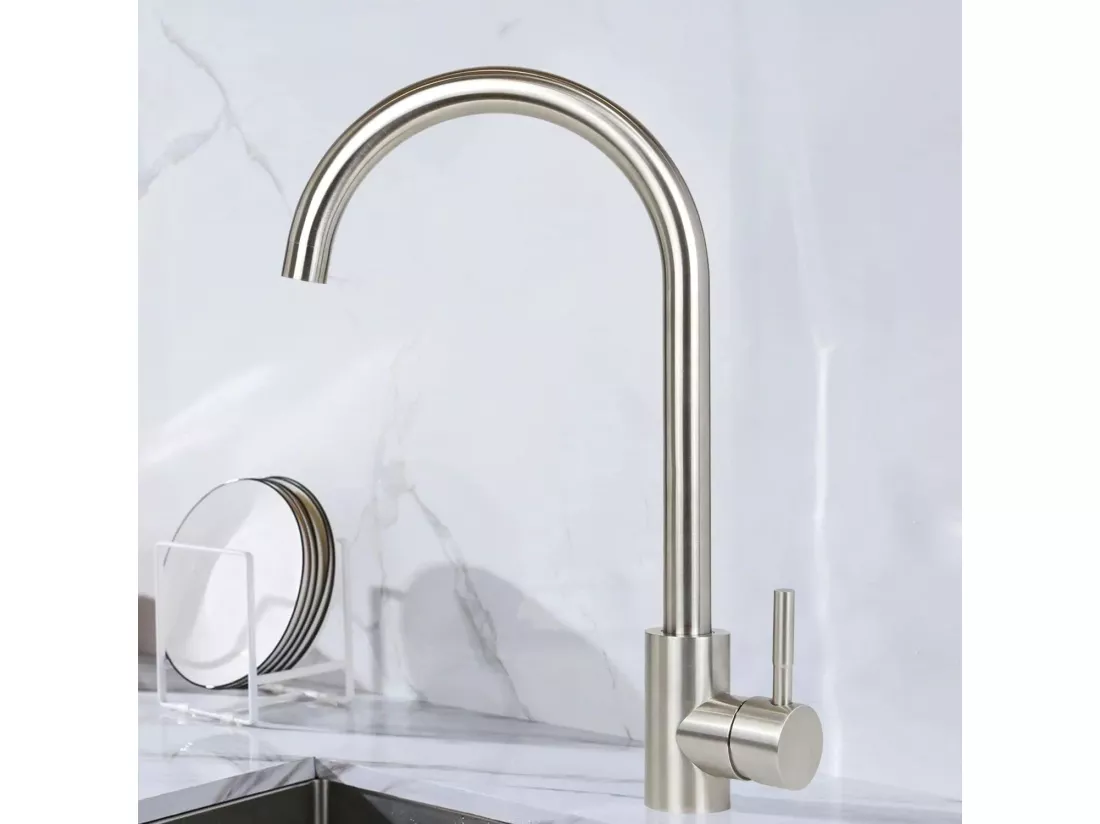 NETTLIFE robinet de cuisine robinet haute pression robinet d'évier de cuisine en acier inoxydable pivotant à 360°