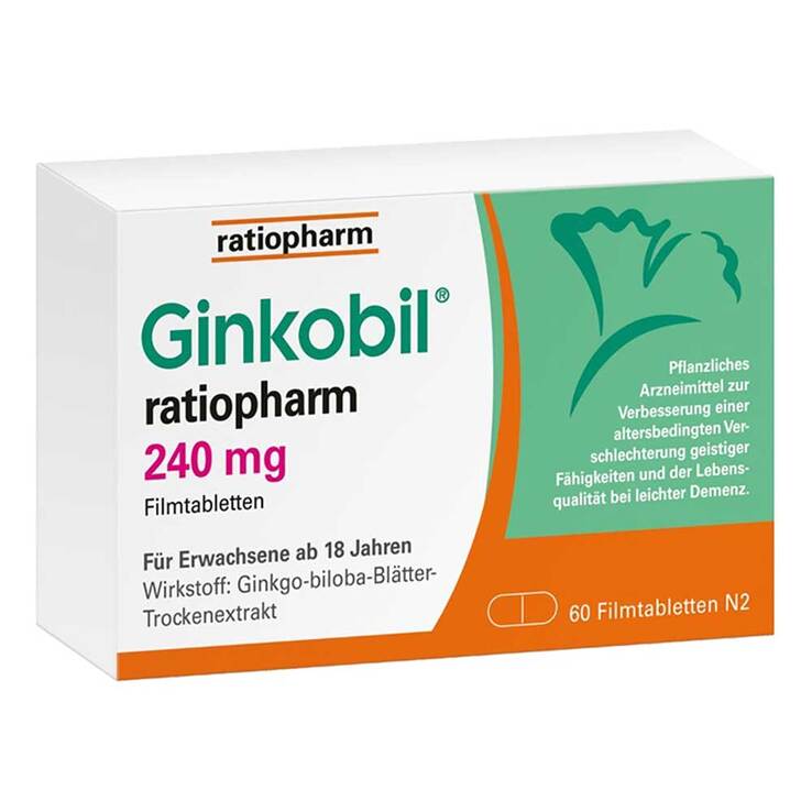 Ginkobil ratiopharm 240mg mit Ginkgo biloba, 60 St