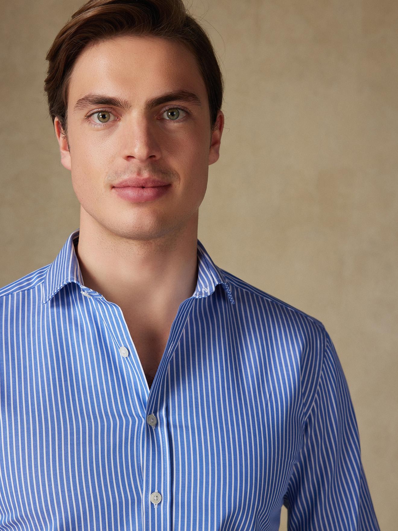 Chemise cintrée Chaim à rayures bleues
