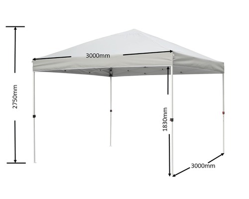 Vouwtent One Touch 3x3 m polyester lichtgrijs